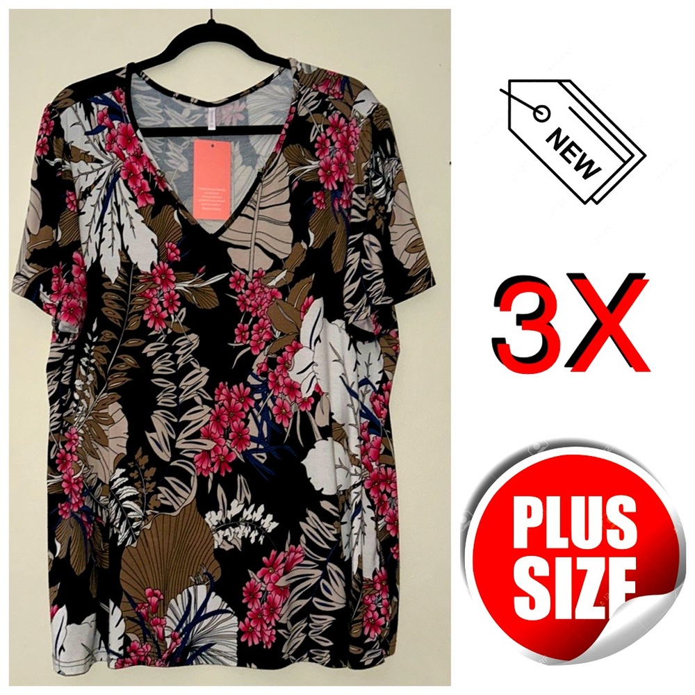3x Tunic Blouse v-neck Rayon